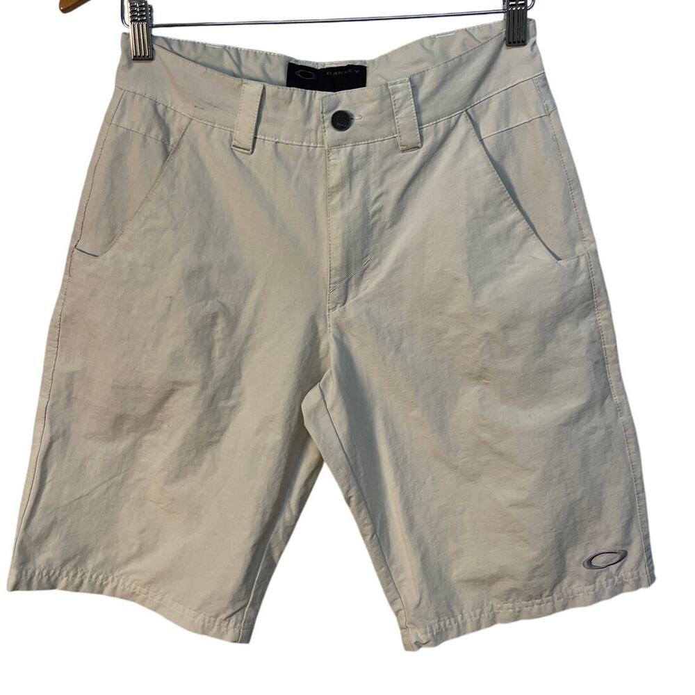 Oakley Mens Golf Shorts Size 28 Off White Beige Nylon Stretch‎ Casual Walking
